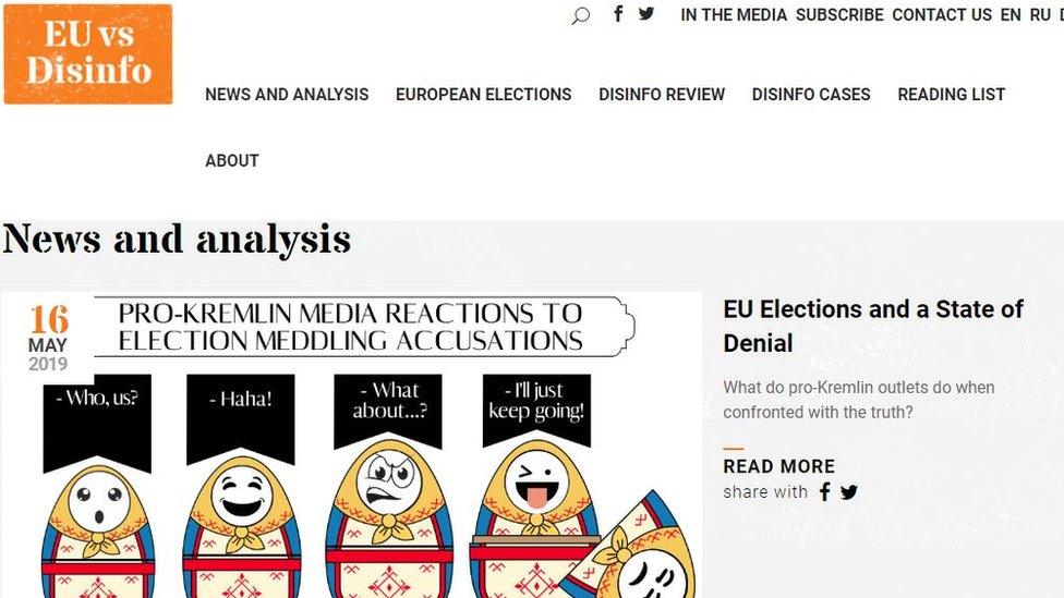 Screenshot of EU vs disinfo home page