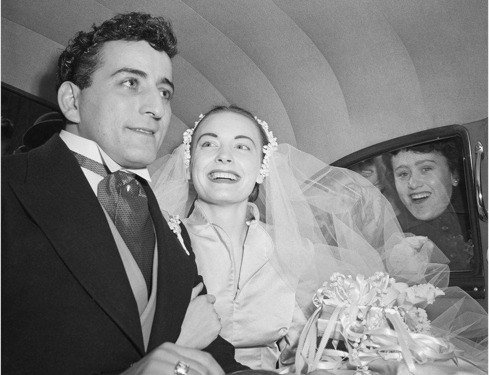 Tony Bennett and Patricia Beech at their wedding