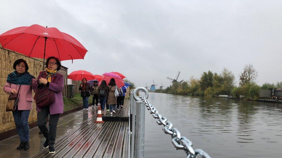 Tourists visit Kinderdijk