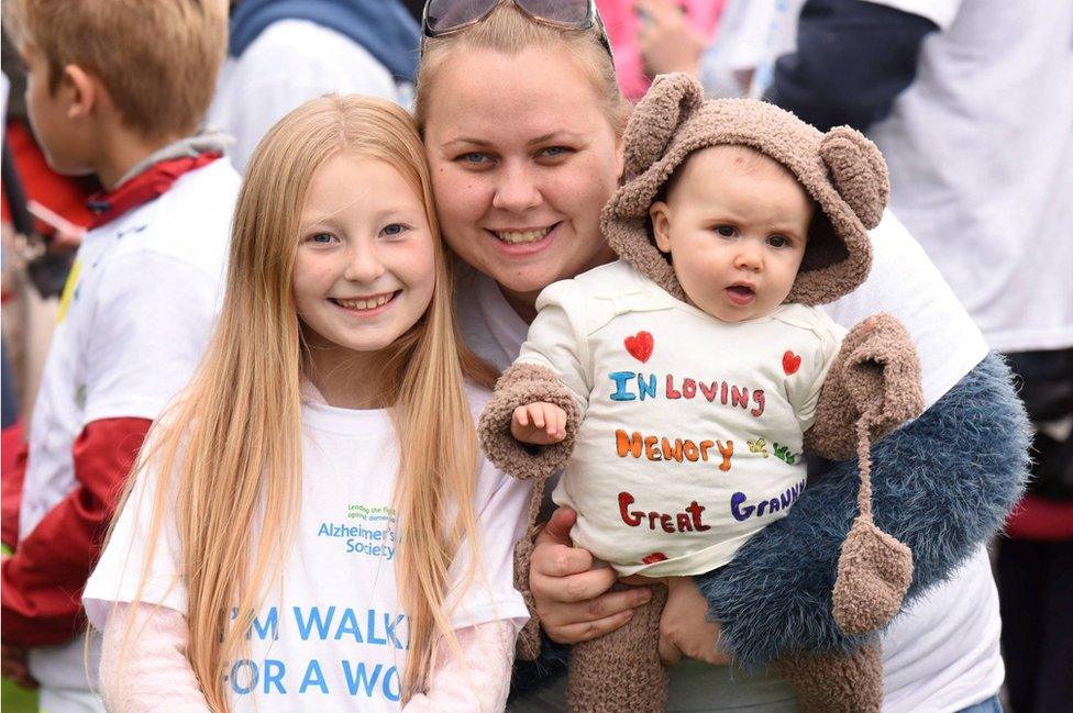 A family taking part in the Memory Walk event