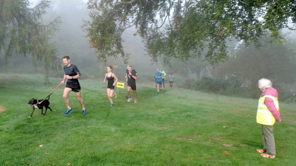 Valerie Horne marshalling at Ipswich Parkrun