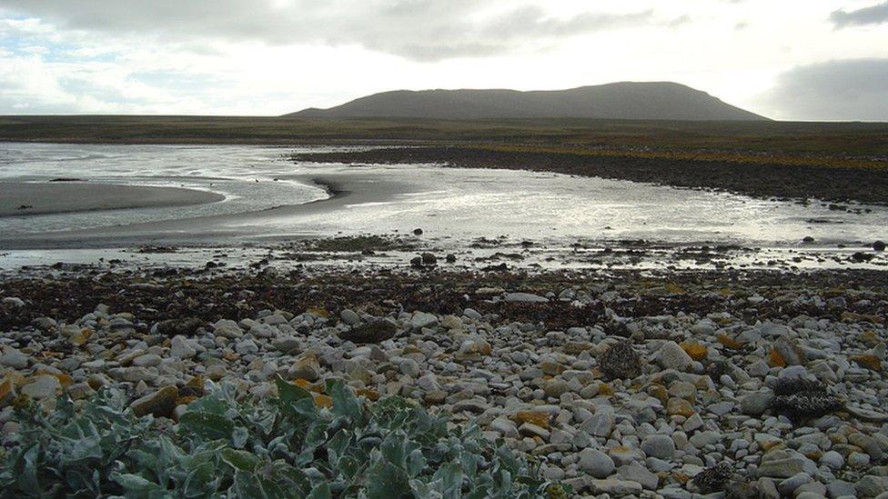 The coast and mountains on the island