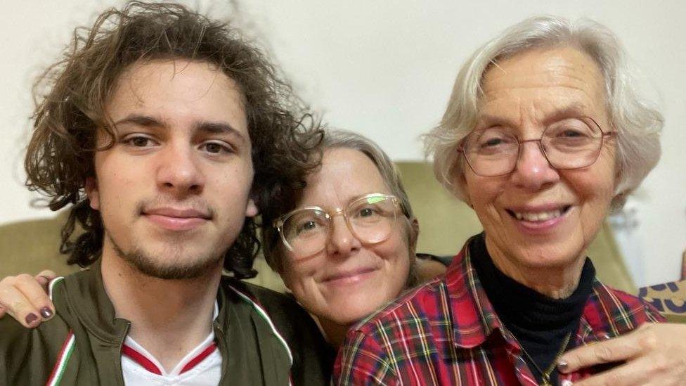 Hisham Awartani pictured here with his mother and grandmother