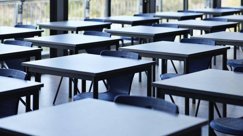 Chairs in an empty classroom