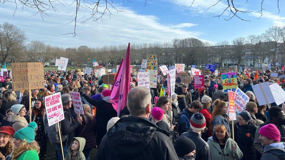 Striking teachers in Brighton