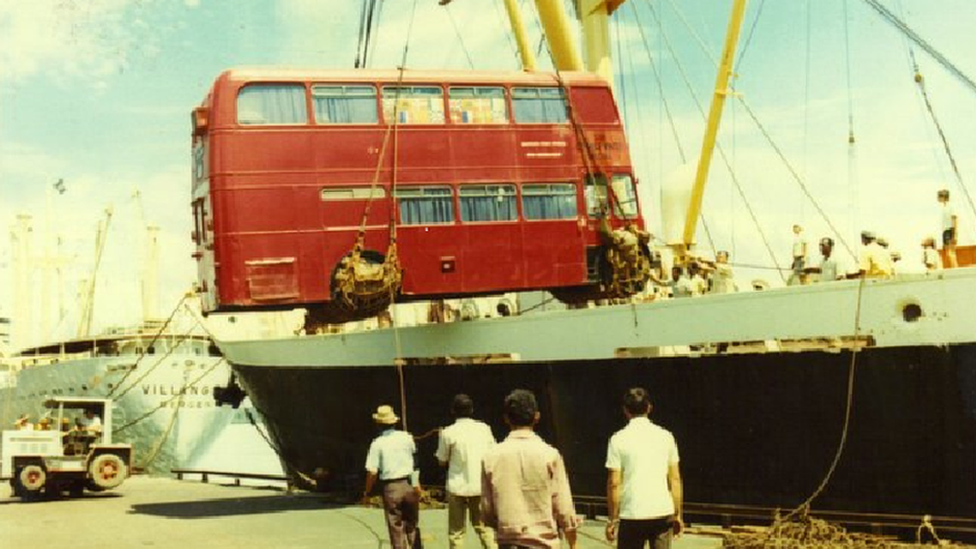 Double decker off-loaded from ship