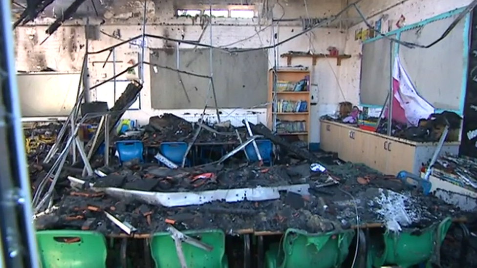 Fire damage at Woodborough Primary School