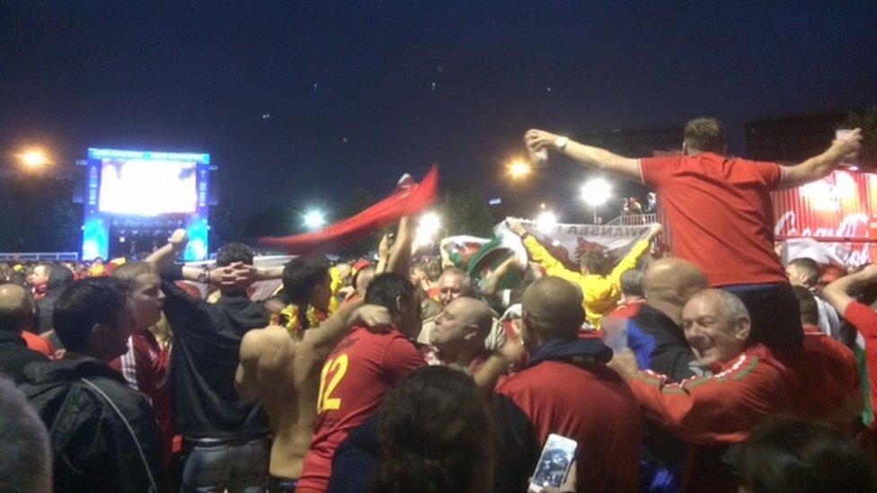 Supporters at the fan zone in Lille