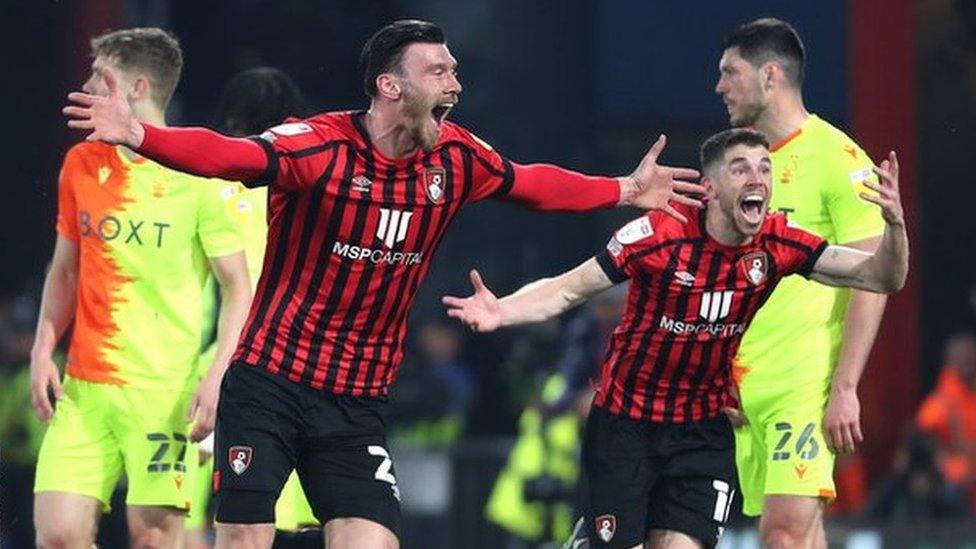 Kieffer Moore celebrates for Bournemouth