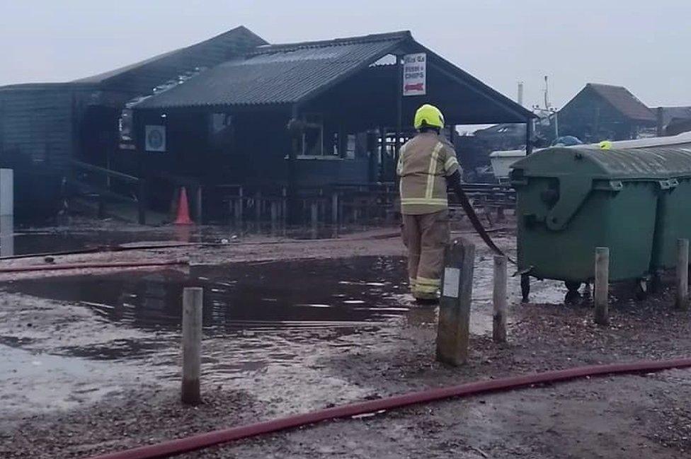 Fire at Blackshore Quay in Southwold