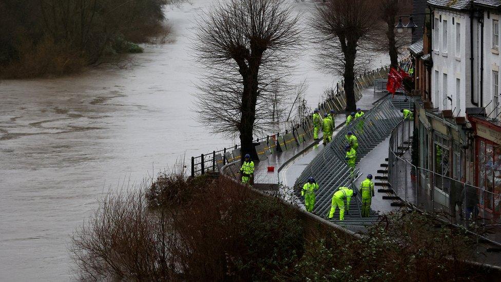 Flood barriers on the Wharfage