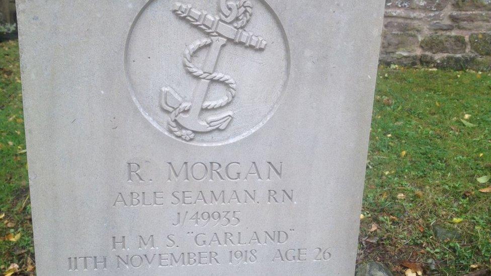 The war grave of Able Seaman Richard Morgan, who died age 26