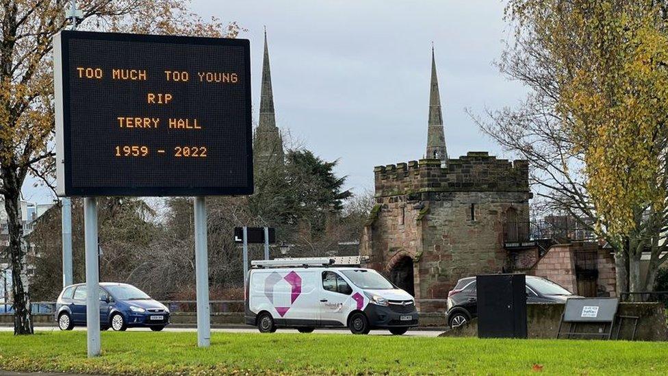 A gantry paying tribute to Terry Hall