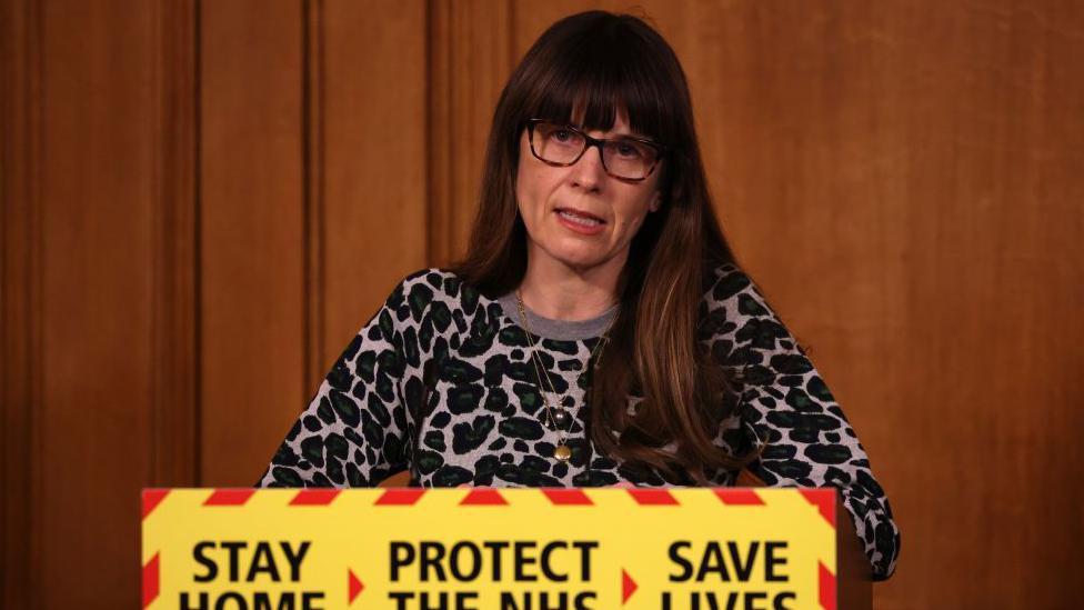 Prof Susan Hopkins at a Downing Street news conference.