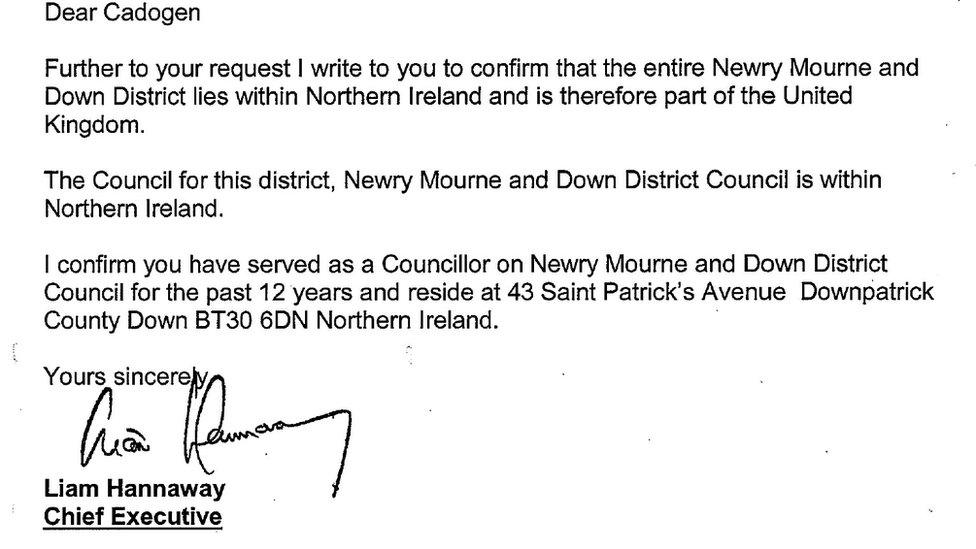 Newry, Mourne and Down Council confirmed that its jurisdiction is within the UK