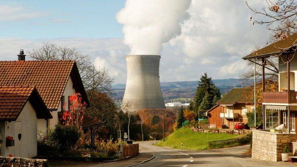 Steam emerges from a cooling tower of a nuclear power plant near Leibstadt in Switzerland (24 November 2016)