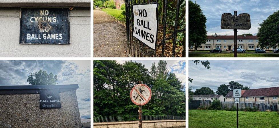 Michael became obsessed with no ball games signs