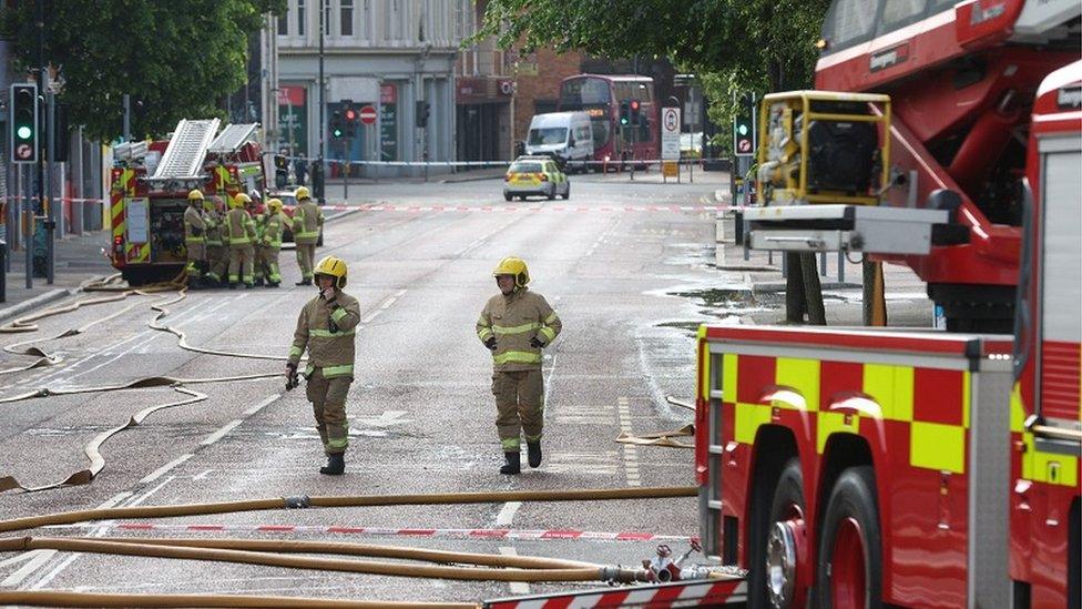 Firefighters on Royal Avenue