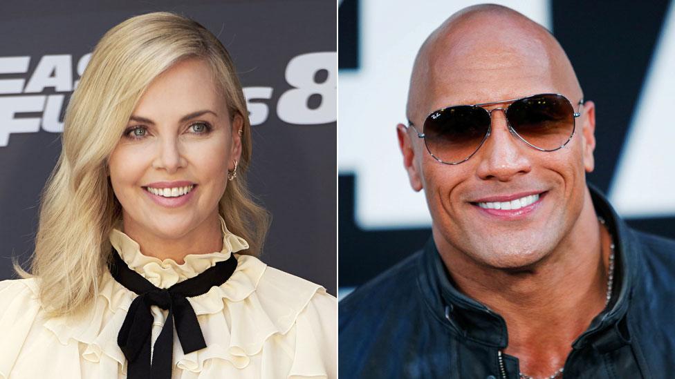 Charlize Theron and Dwayne Johnson