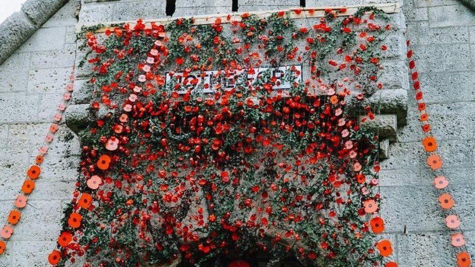 Nothe Fort poppy cascade