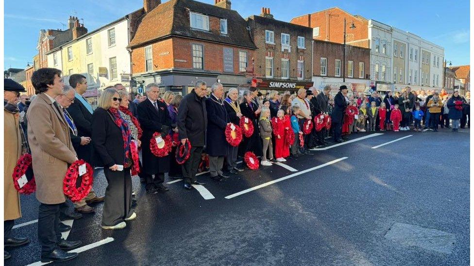 Armistice service in Chertsey, Surrey