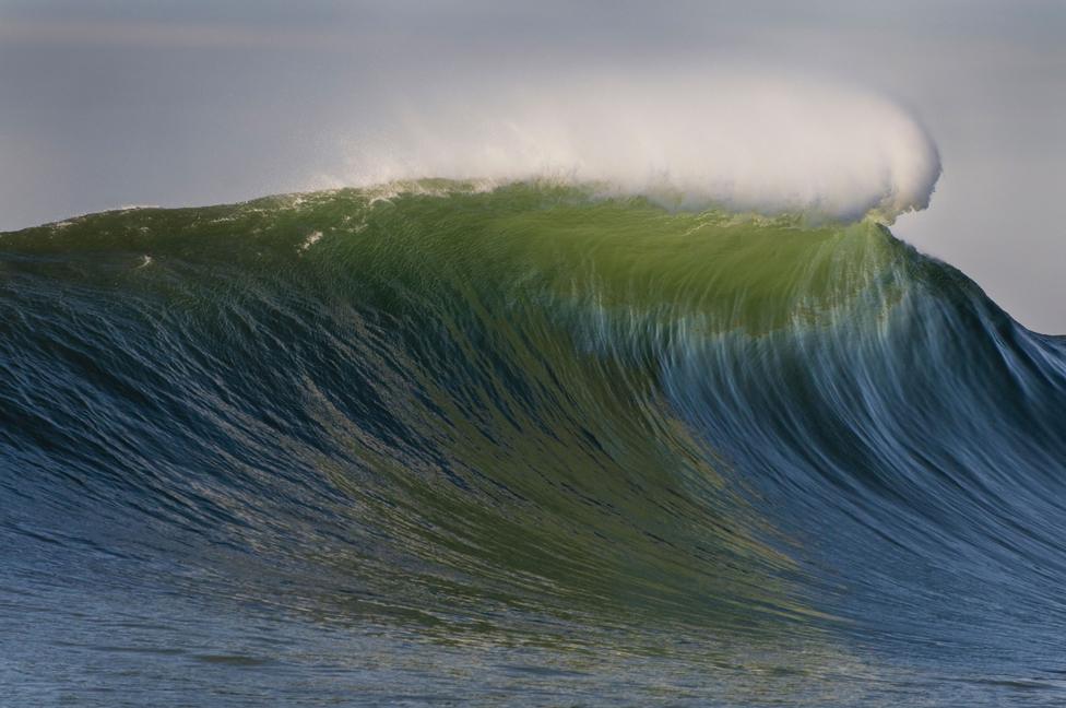 Breaking waves at the surf beach at Mavericks Monterey Bay California USA