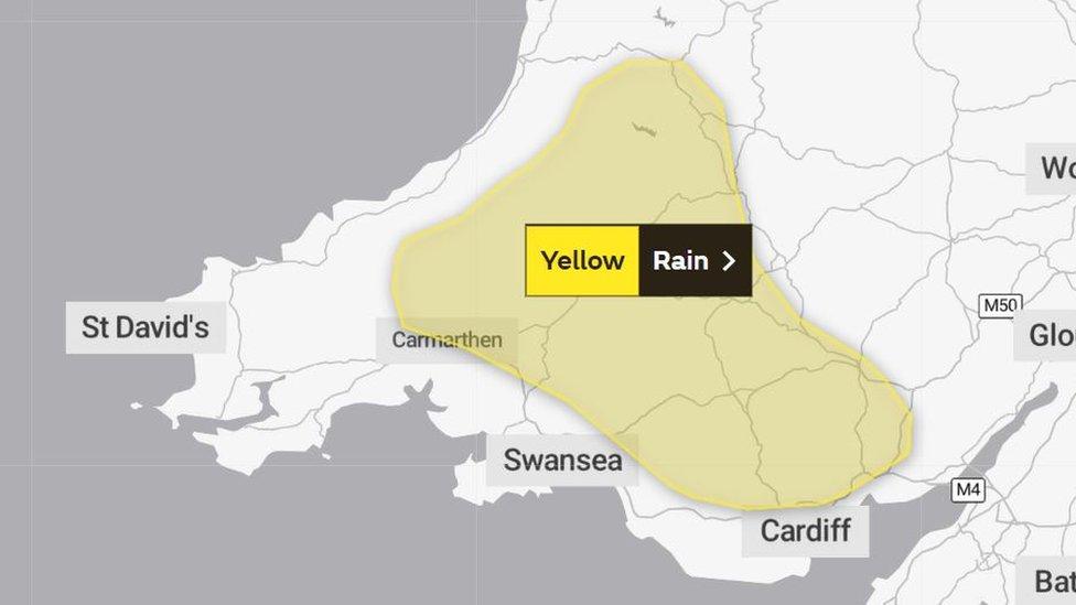 The Met Office has issued a yellow weather warning