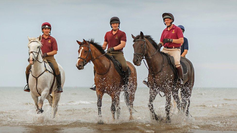 Household Cavalry Mounted Regiment on Holkham beach