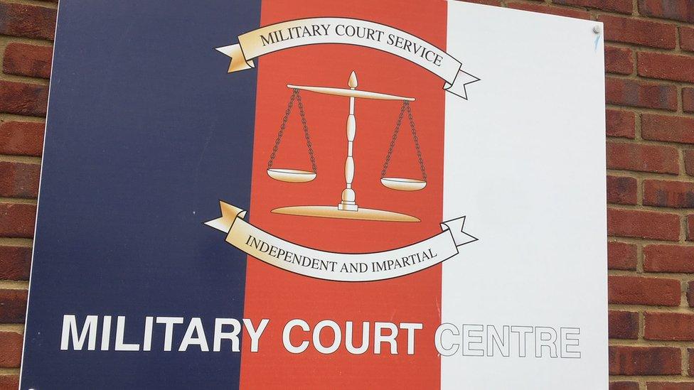 A sign outside the Military Court Centre in Colchester