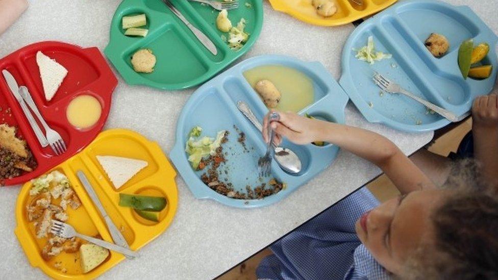 Child having lunch at school