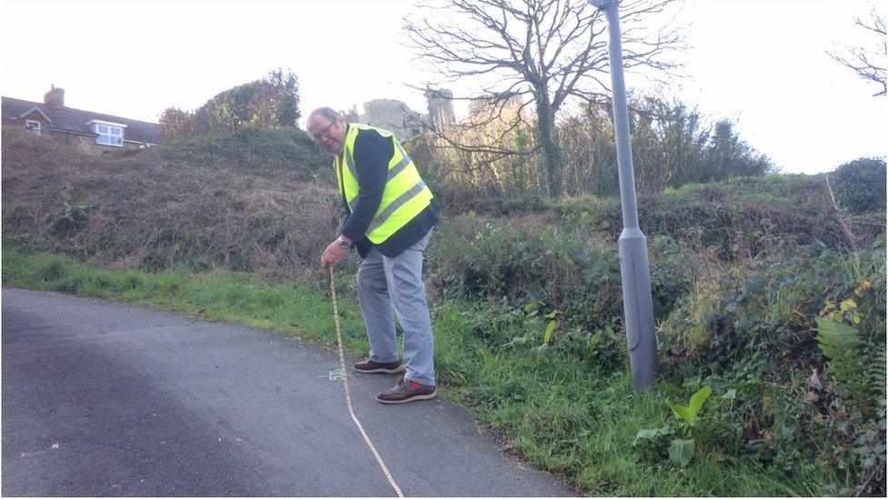 Gwyn Headley has been helping to measure the street