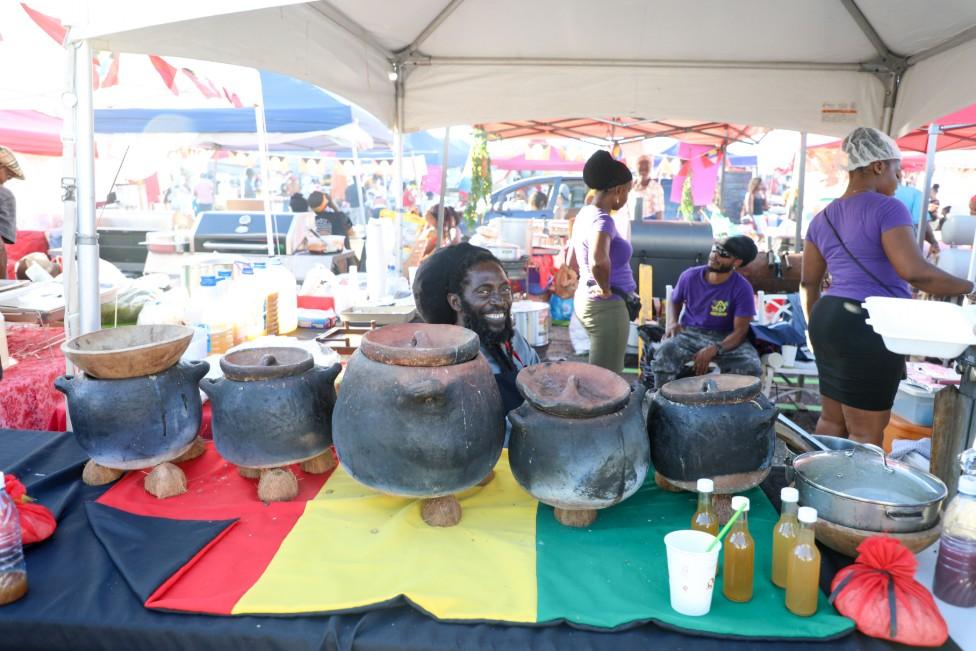 The coal-pots are still used at roadside stalls