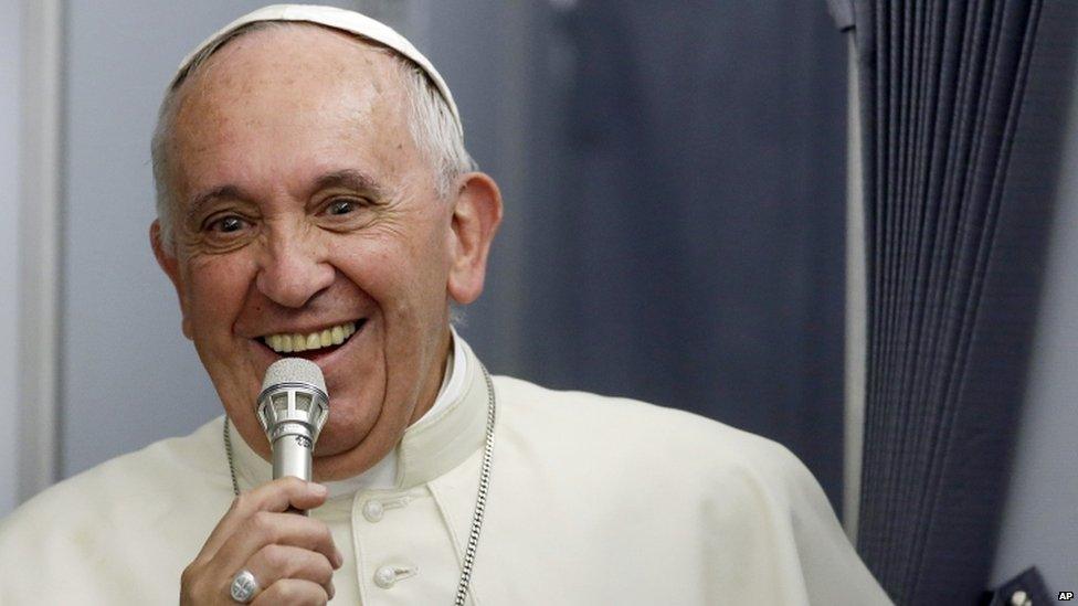 Pope Francis during interview on his return flight from Asuncion