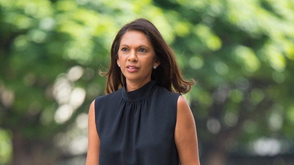 Gina Miller arrives at Westminster Magistrates" Court in London, where the 4th Viscount St Davids, Rhodri Philipps is accused of online threats made against the anti-Brexit campaigner.