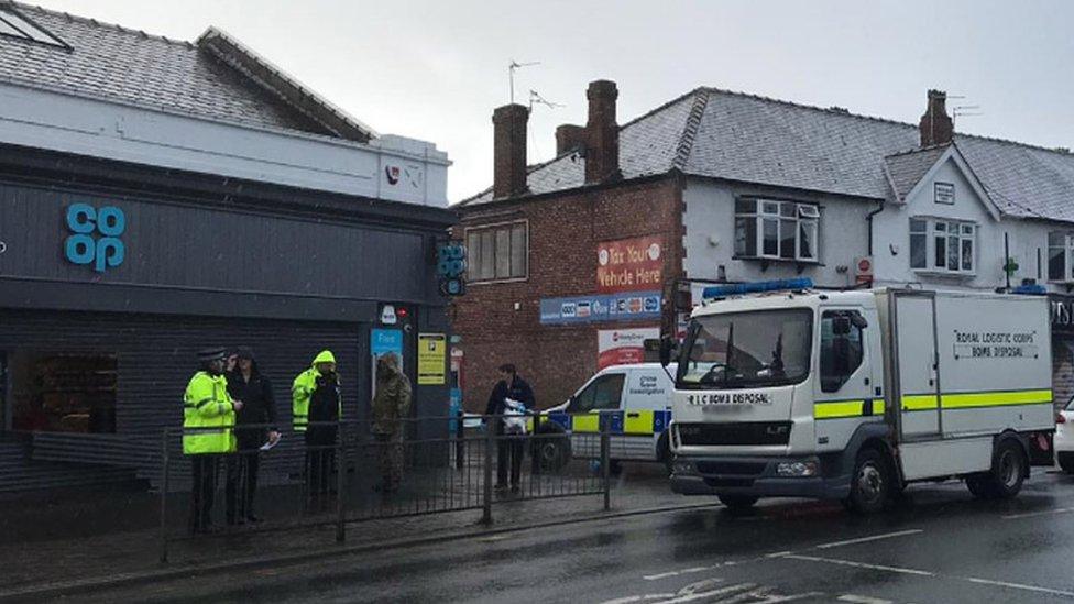 Bomb squad at Co-op shop