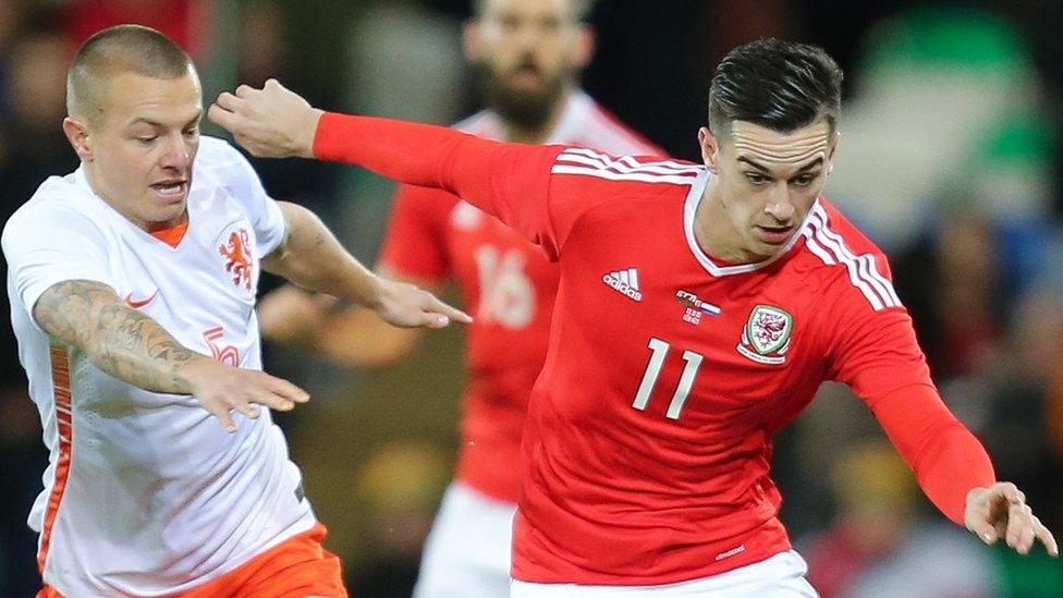 Tom Lawrence in action against the Netherlands