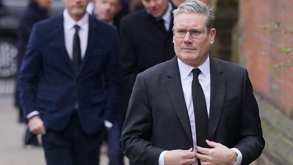 Labour leader Sir Keir Starmer attends the funeral service of Derek Draper