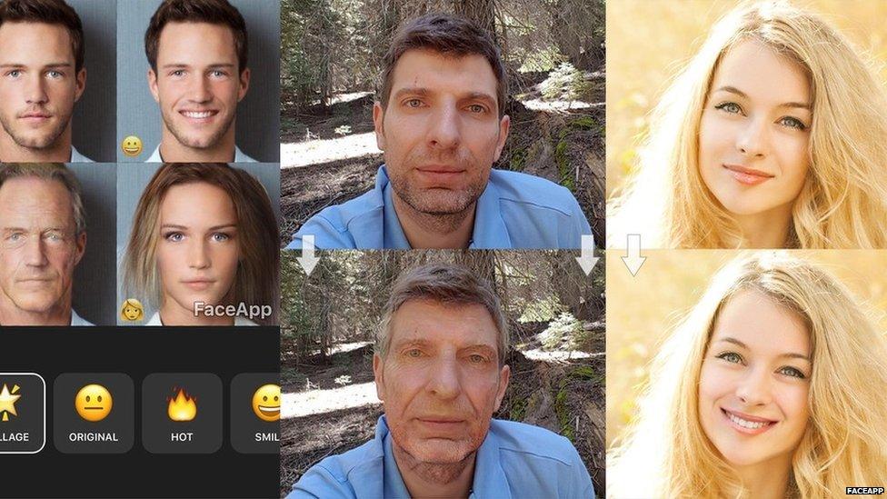 Screenshots from FaceApp