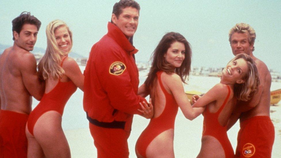 David Hasselhoff with the Baywatch crew