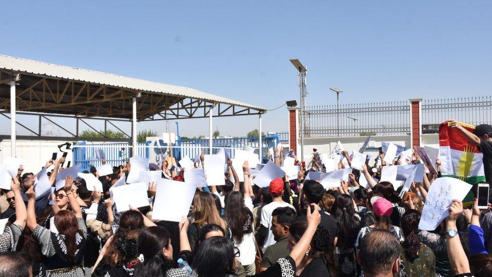 Protesters in Erbil, Iraq