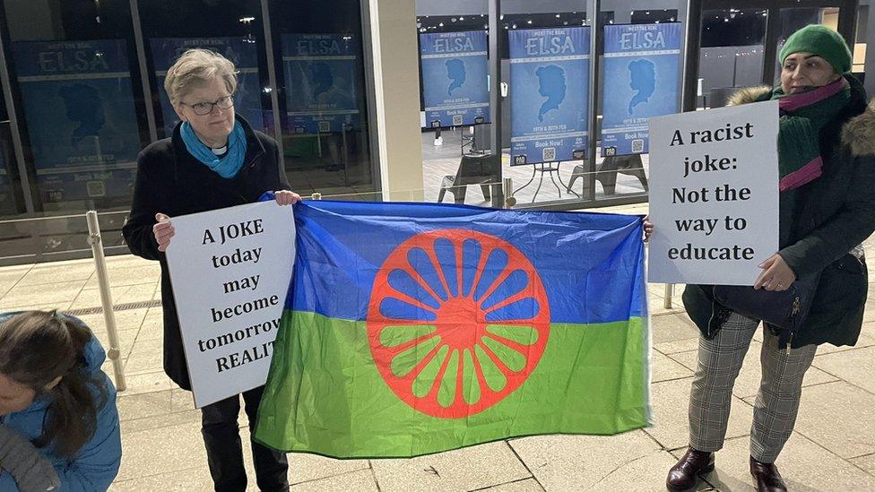 Protesters in Dunstable