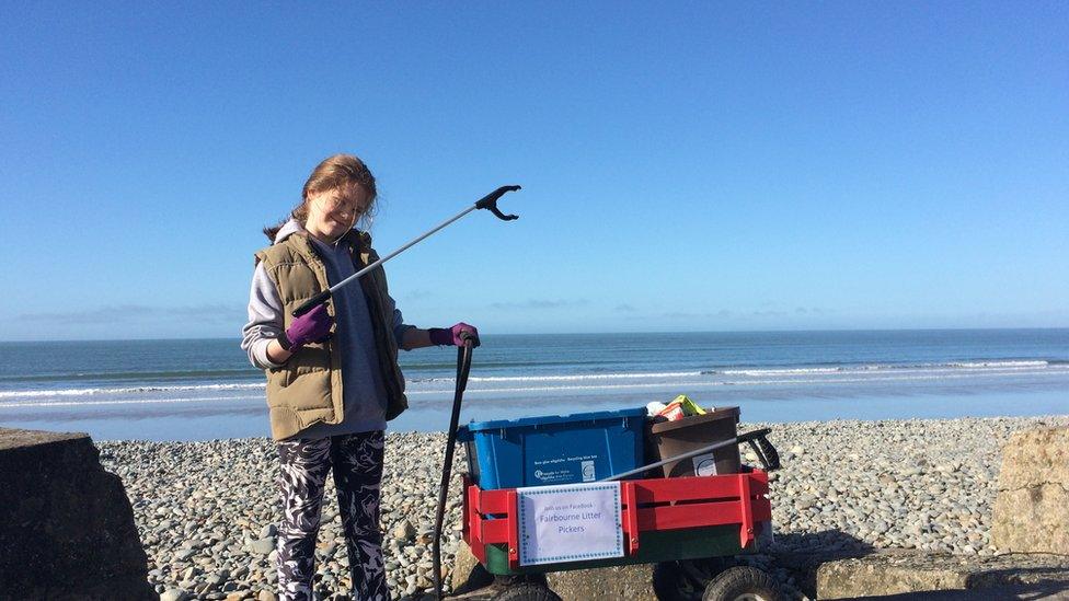 Skye with a litter picker