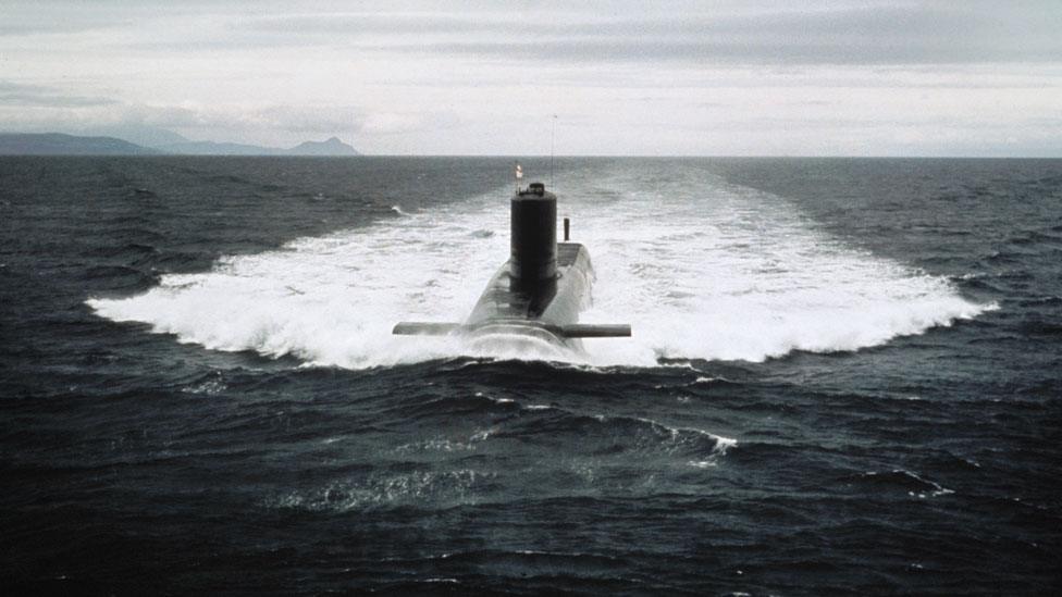 HMS Resolution, one of the retired submarines, in about 1970