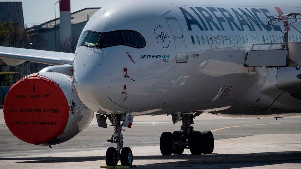 A grounded Air France aeroplane