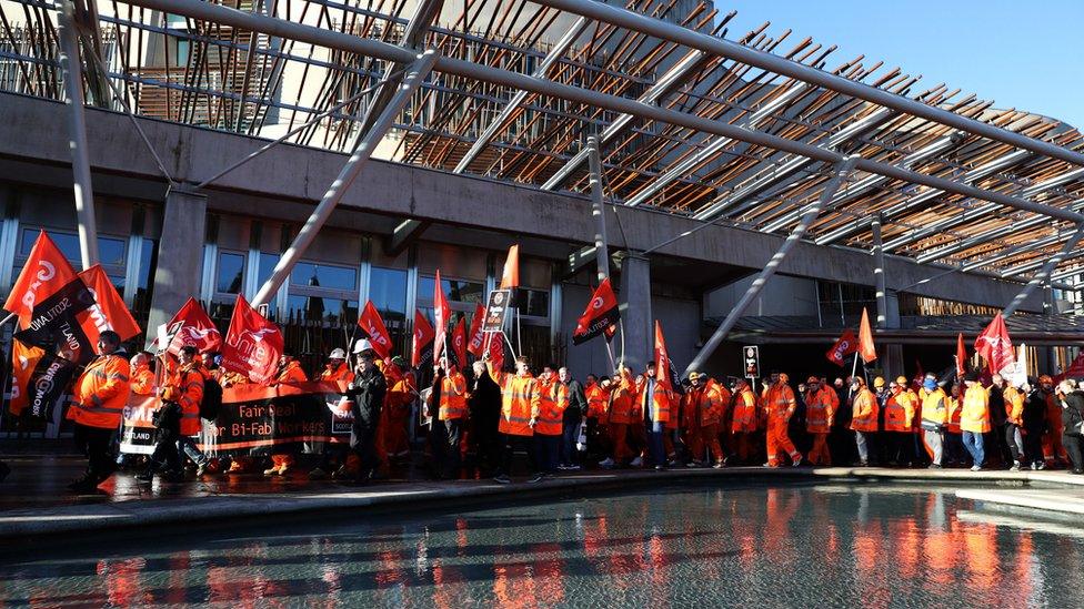 BiFab workers at Scottish Parliament