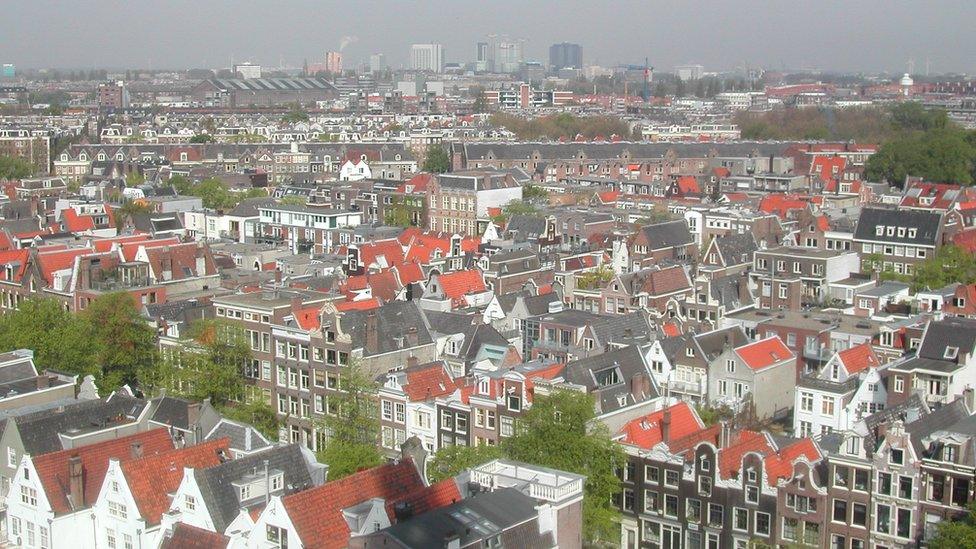 View of Amsterdam area from Westerkerk tower