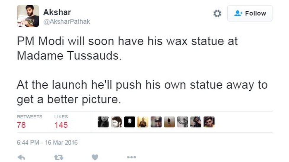 PM Modi will soon have his wax statue at Madame Tussauds. At the launch he'll push his own statue away to get a better picture.