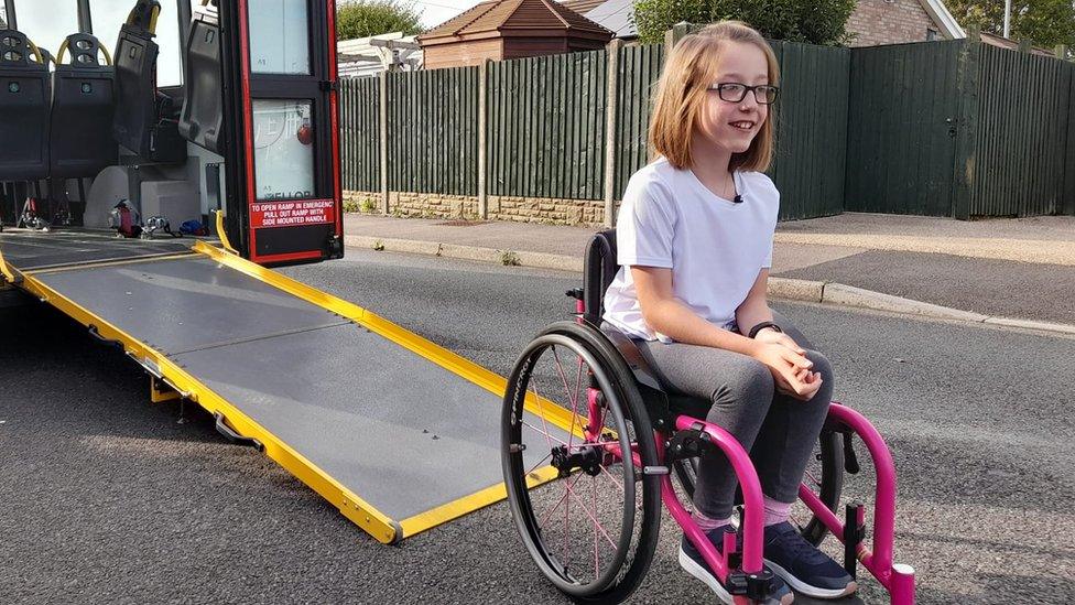 Imogen, who has cerebral palsy, has returned to classes after being home schooled for five years