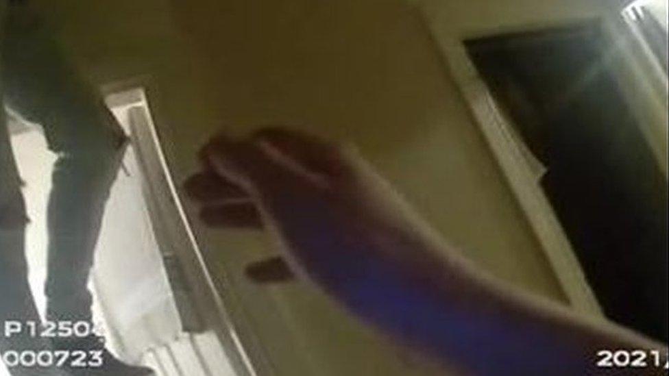 Police bodycam footage captured a man's legs dangling from the loft at a house party in Scarborough