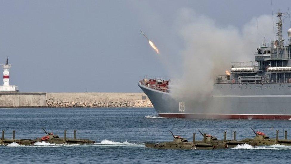 Russian ship fires celebratory missile